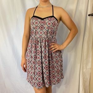 pink and blue patterned sundress